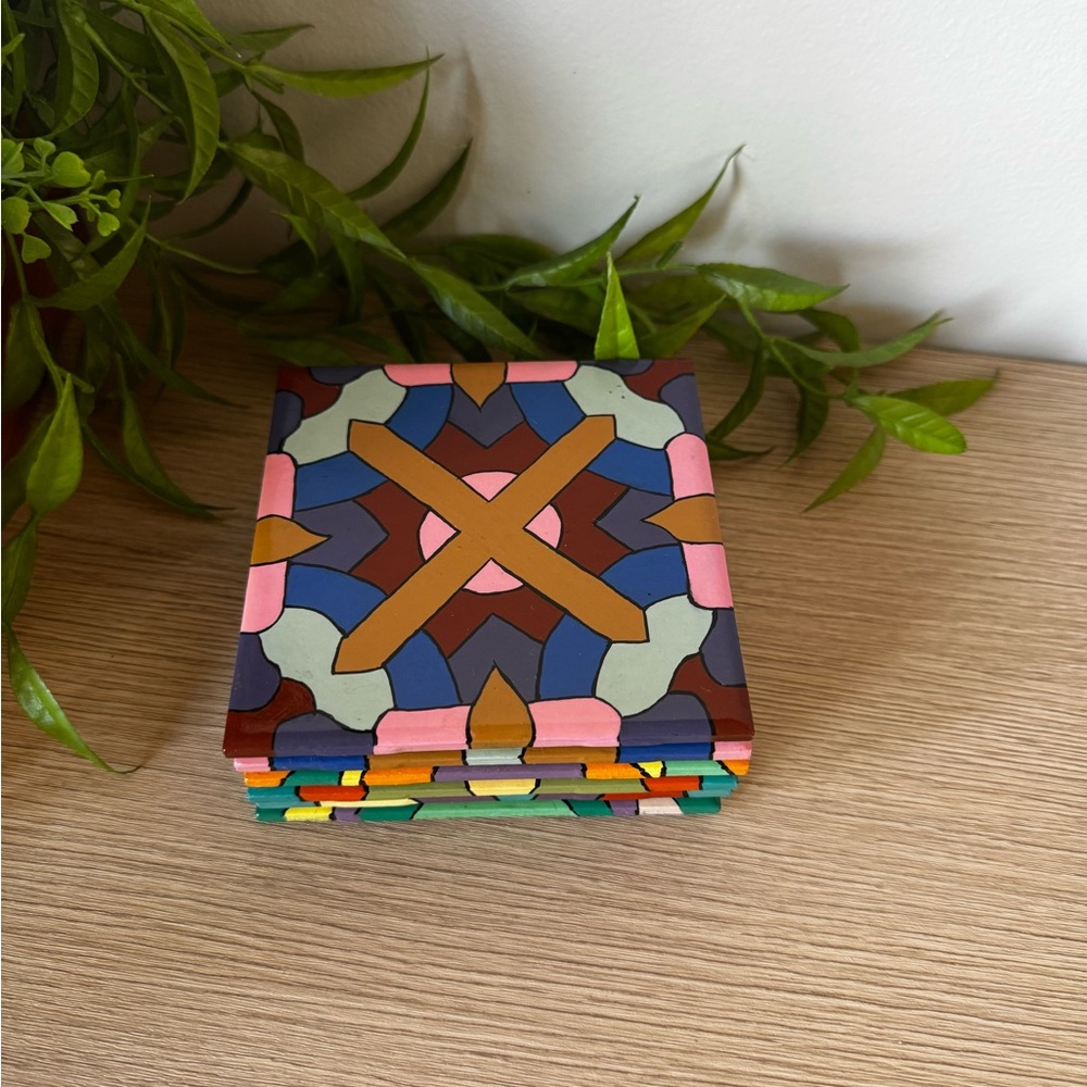 Colorful Geometric Coasters Set - Picture 2 of 5